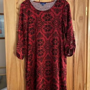 Apt. 9 Elegant Red and Black Patterned Dress